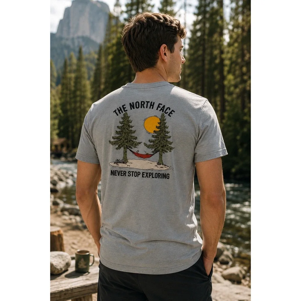 The North Face Never Stop Exploring Graphic T Shirt Gorpcore Outdoor Grey Sz M